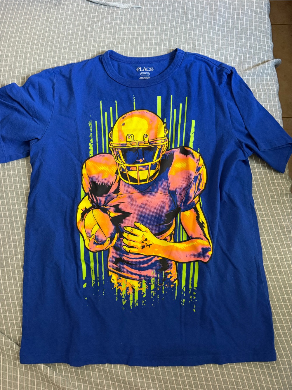 The Children's Place Royal Blue Tee with Neon Football Graphic